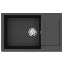 Evier à encastrer 78x50cm avec égouttoir réversible en granite, Noir