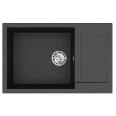 Evier à encastrer 78x50cm avec égouttoir réversible en granite, Noir