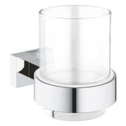 Porte brosse à dent avec support Essentials Cube en verre/chrome
