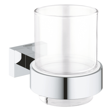 Porte brosse à dent avec support Essentials Cube en verre/chrome
