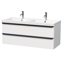 Meuble & double vasque Pavia 120x53x49cm, Blanc mat