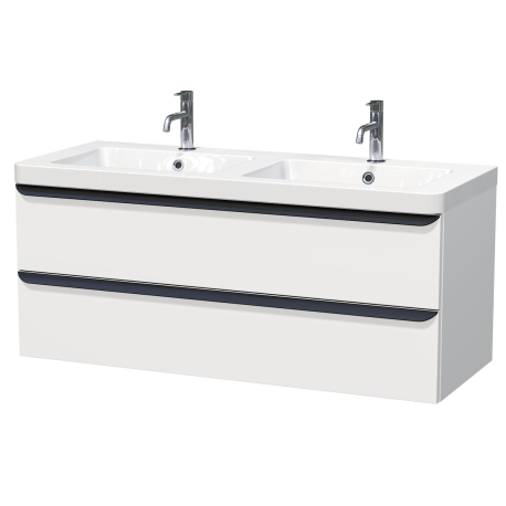 Meuble & double vasque Pavia 120x53x49cm, Blanc mat