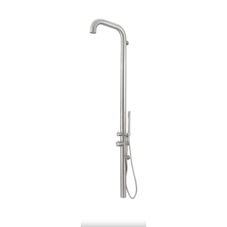 Douche extérieure MURALE inox 316 tête de douche Ø6cm, Acier brossé