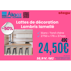 Lattes de décoration - Lambris lammelés blanc/fond chêne, 265 x 15 x 3 mm