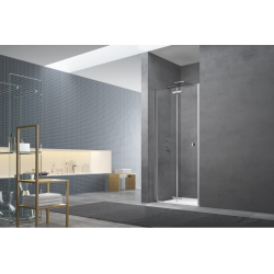 Porte de douche 80x196cm pliante anticalcaire ultra transparent profilé Chrome