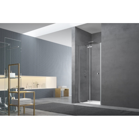 Porte de douche 80x196cm pliante anticalcaire ultra transparent profilé Chrome