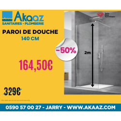 Paroi de douche 140 cm, 8mm d'épaisseur