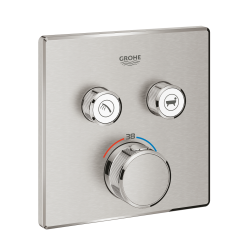 Mitigeur douche encastré thermostatique 2 sorties Grotherm SmartControl, Supersteel