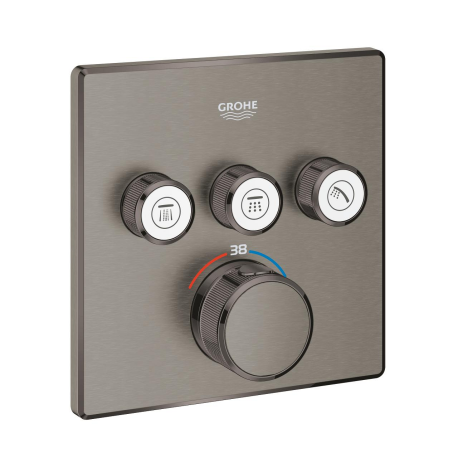 Mitigeur douche encastré thermostatique 3 sorties SmartControl Hard graphite