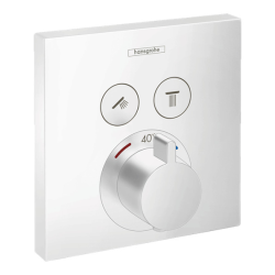Mitigeur douche encastré thermostatique 2 sorties ShowerSelect, Blanc mat