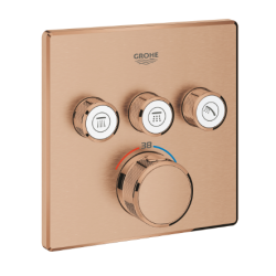 Mitigeur douche encastré thermostatique 3 sorties Grotherm SmartControl, Warm Sunset Brossé