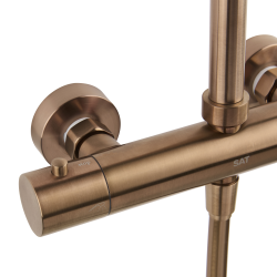 Colonne de douche thermostatique douchette stick Aurum, Or Rosé