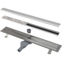 Caniveau de douche avec rebord pour grille double face 650mm