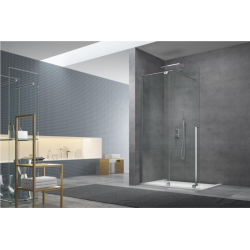 Set complet porte douche coulissante verre transparent 120x200, profilé Chrome