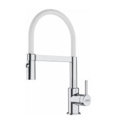 Mitigeur évier Semi-Pro Lina 205x410mm flexible & douchette extractible, Chrome/Blanc (FC 6087.031)