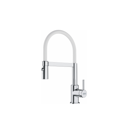 Mitigeur évier Semi-Pro Lina 205x410mm flexible & douchette extractible, Chrome/Blanc (FC 6087.031)