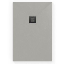 Alek Receveur de douche rectangulaire 100 x 80 cm avec siphon, en marbre coulé , Blanc (SATALEK10080B-S)