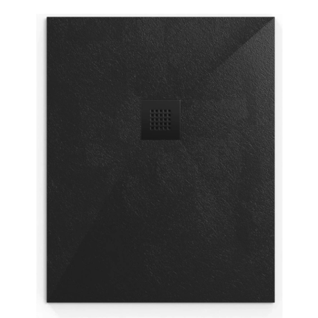Alek Receveur de douche rectangulaire 100 x 80 cm avec siphon, en marbre coulé , Blanc (SATALEK10080B-S)
