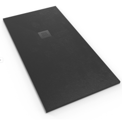 Receveur de douche Alek B-Way 160x80cm en marbre coulé, Noir