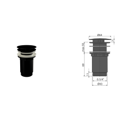 Bonde lavabo 5/4", métal sans trop-plein, Noir Mat