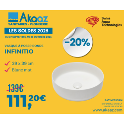 Swiss Aqua Technologies Vasque à poser Infinitio 39 x 39 x 12 cm sans trop-plein, blanc (SATINF3939M)