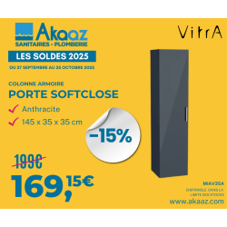Mia armoire 145x35x35 cm pour salle de bain, porte softclose, blanc brillant (MIAV35B)