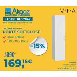 Mia armoire 145x35x35 cm pour salle de bain, porte softclose, blanc brillant (MIAV35B)