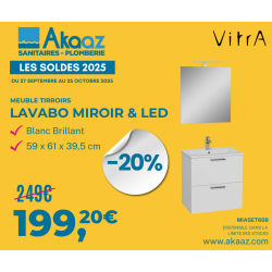 MEUBLE SDB AVEC MIROIR, LAVABO ET LED 59x61x39,5 BLANC