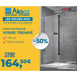 Paroi de douche 140 cm, 8mm d'épaisseur