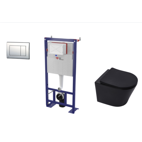 Pack WC : Bâti autoportant + WC Infinitio noir mat