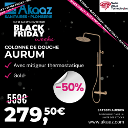 Colonne de douche thermostatique douchette stick Aurum, Or Rosé