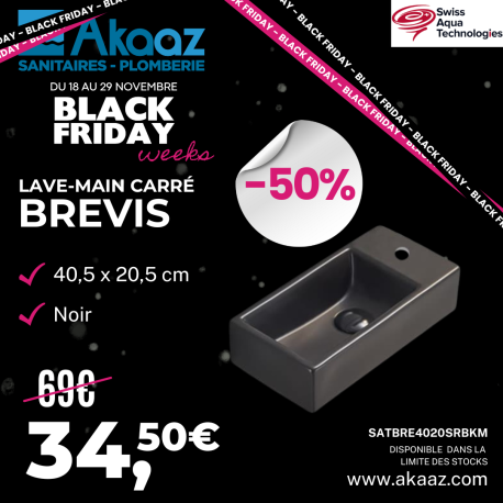 Lave main Brevis 40,5x20,5cm, Noir