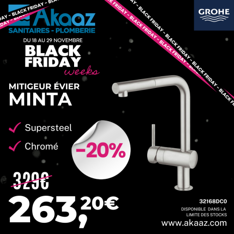 Mitigeur évier Minta douchette exctractible, Supersteel