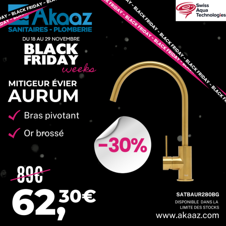 Mitigeur évier Aurum avec bras pivotant, Or brossé