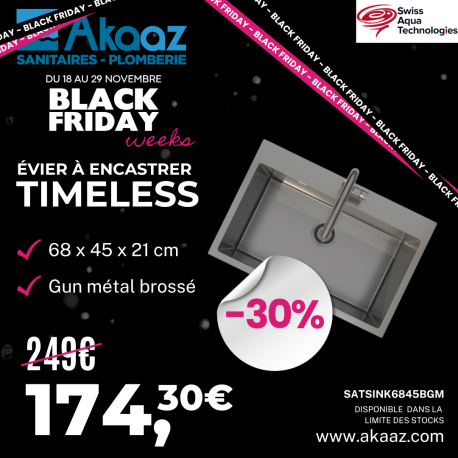 Évier à encastrer en acier inox 68x45x21cm Timeless, Gun Métal