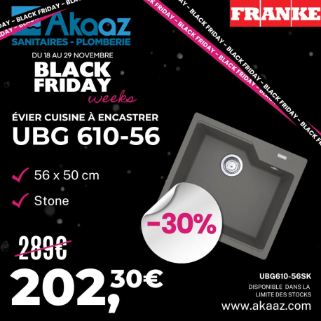 Évier à encastrer Urban UBG 610-56 503x425x230mm en fraganit +, Gris