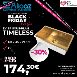 Evier SOUS PLAN en acier inox 55x45x21cm Timeless, Or