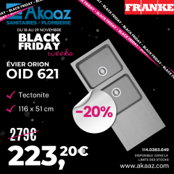 Evier Orion OID 621 Tectonite® Noir 116x51cm