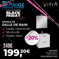 MEUBLE SDB AVEC MIROIR, LAVABO ET LED 59x61x39,5 BLANC