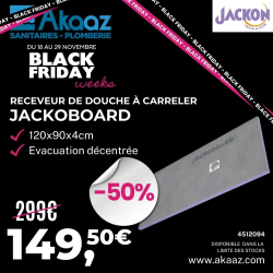 Receveur à carreler décentré Jackoboard Aqua 1200x900 - 40mm