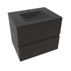 Meuble lave-main & lavabo Verona 46x26cm, Bois Foncé
