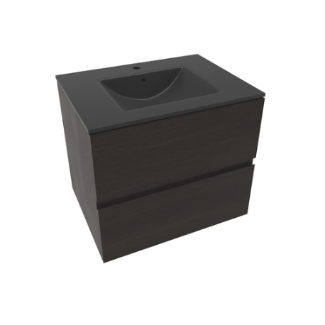 Meuble lave-main & lavabo Verona 46x26cm, Bois Foncé