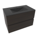 Meuble lave-main & lavabo Verona 46x26cm, Bois Foncé