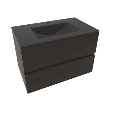 Meuble lave-main & lavabo Verona 46x26cm, Bois Foncé