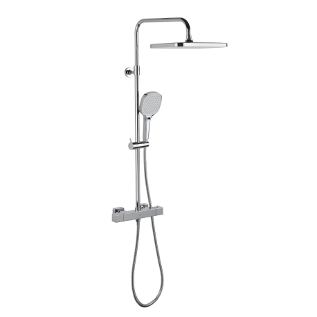 Colonne de douche thermostatique tête de douche carrée Ø20cm, Chrome