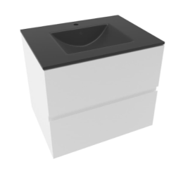 Meuble lave-main & lavabo Verona 46x26cm, Bois Foncé