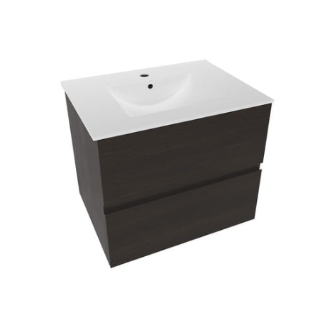 Meuble lave-main & lavabo Verona 46x26cm, Bois Foncé