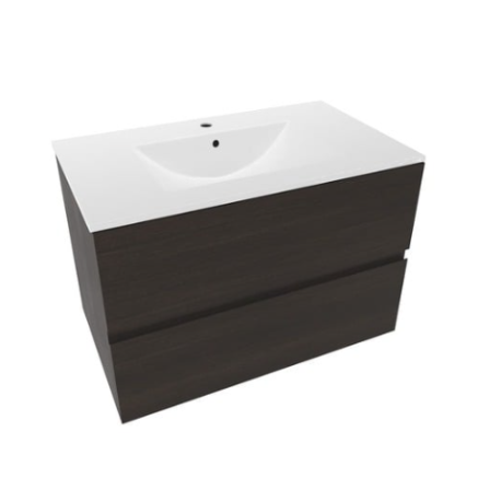 Meuble lave-main & lavabo Verona 46x26cm, Bois Foncé
