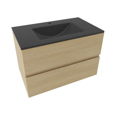 Meuble lave-main & lavabo Verona 46x26cm, Bois Foncé