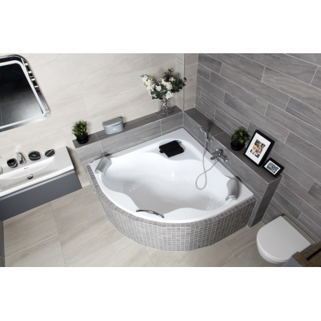 Baignoire d'angle orientation gauche/droite Samantha en acrylique, Blanc